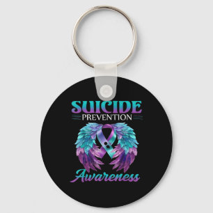Suicide Prevention Awareness Wings Teal And Purple Key Ring