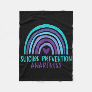Suicide Prevention Awareness With Rainbow And Hear Fleece Blanket