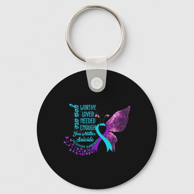 Suicide Prevention Awareness Worthy Loved Needed E Key Ring (Front)