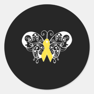 Suicide Prevention Awareness Yellow Ribbon Butter Classic Round Sticker