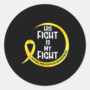 Suicide Prevention Awareness Yellow Ribbon His Fig Classic Round Sticker