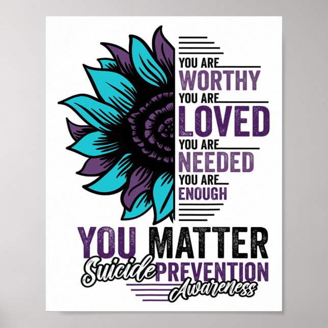 Suicide Prevention Awareness You Are Worthy Loved  Poster (Front)