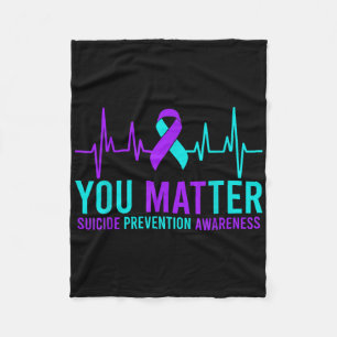 Suicide Prevention Awareness You Ribbon Heartbeat  Fleece Blanket
