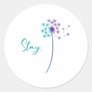 Suicide Prevention Dandelion Teal And Purple Stay  Classic Round Sticker