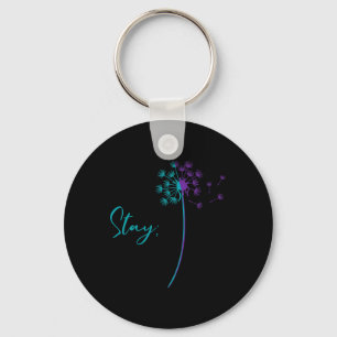 Suicide Prevention Dandelion Teal And Purple Stay  Key Ring