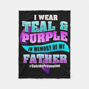 Suicide Prevention For Father Teal Purple Ribbon  Fleece Blanket