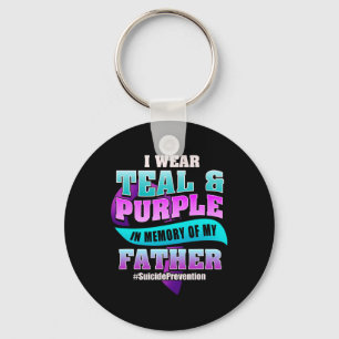 Suicide Prevention For Father Teal Purple Ribbon  Key Ring