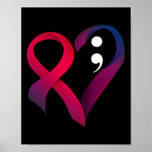 Suicide Prevention Heart Semicolon Mental Health A Poster