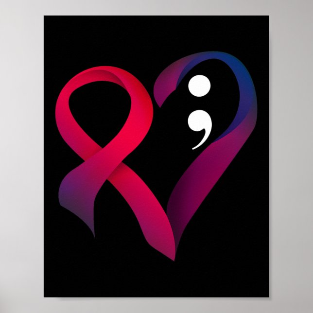 Suicide Prevention Heart Semicolon Mental Health A Poster (Front)