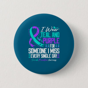 Suicide Prevention I Wear Teal And Purple Mental H 6 Cm Round Badge