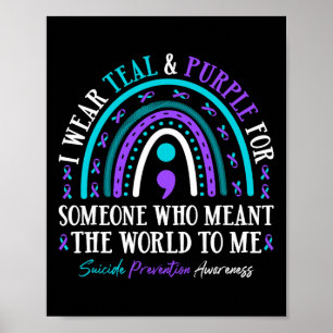 Suicide Prevention I Wear Teal And Purple Mental H Poster