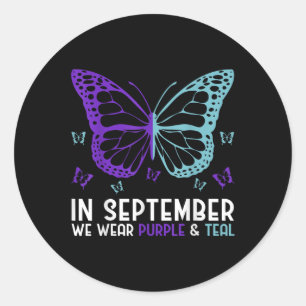 Suicide Prevention In September We Wear Purple &am Classic Round Sticker