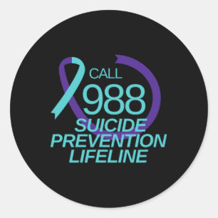 Suicide Prevention Lifeline Call 988  Classic Round Sticker