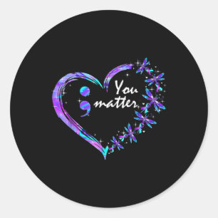 Suicide Prevention Mental Health Awareness Heart T Classic Round Sticker