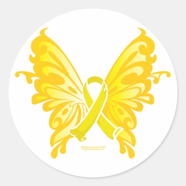 Suicide Prevention Ribbon Butterfly Classic Round Sticker (Front)