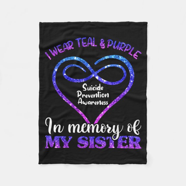 Suicide Prevention Shirt, Teal &amp; Purple In Mem Fleece Blanket (Front)