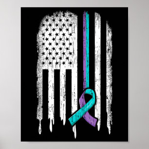 Suicide Prevention Shirt Usa Flag Ribbon Suicide S Poster