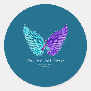 Suicide Prevention Shirt Wings And Ribbon Suicide  Classic Round Sticker