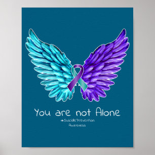 Suicide Prevention Shirt Wings And Ribbon Suicide  Poster