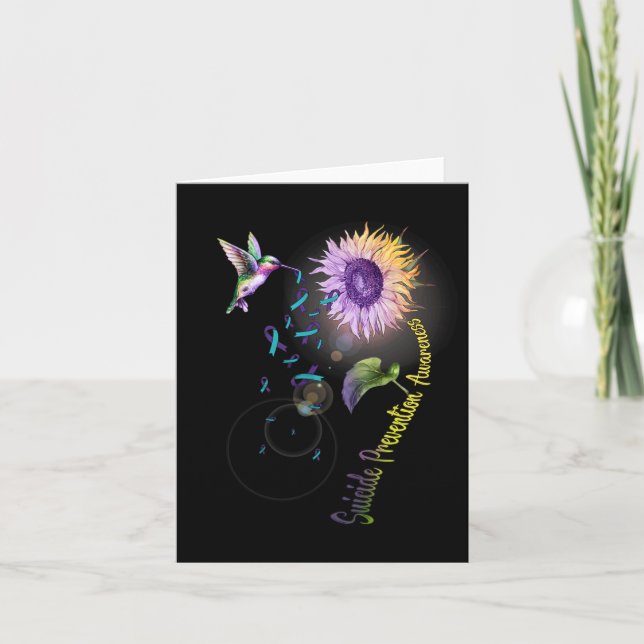 Suicide Prevention Sunflower Hummingbird  Card (Front)
