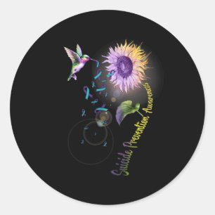 Suicide Prevention Sunflower Hummingbird Classic Round Sticker