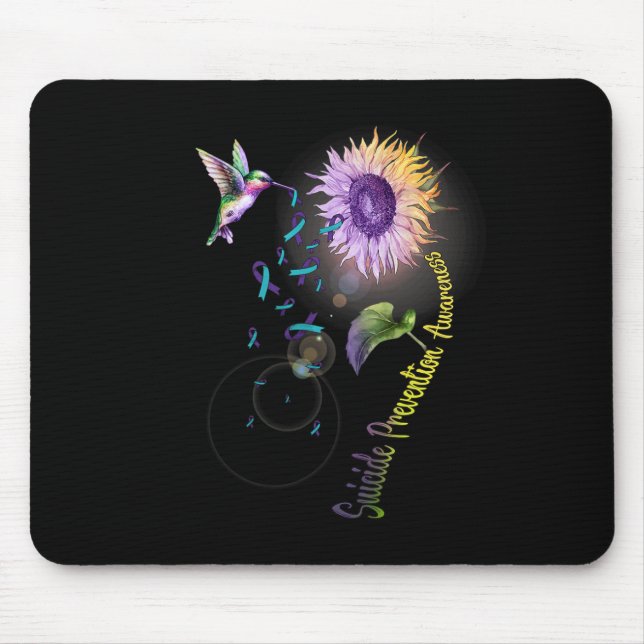 Suicide Prevention Sunflower Hummingbird  Mouse Pad (Front)