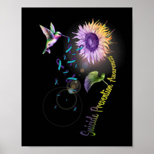 Suicide Prevention Sunflower Hummingbird  Poster