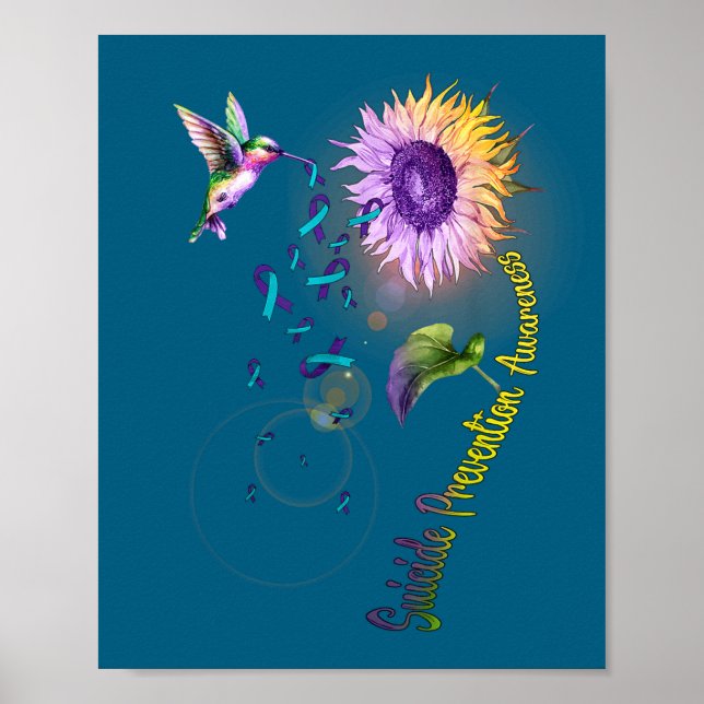 Suicide Prevention Sunflower Hummingbird  Poster (Front)