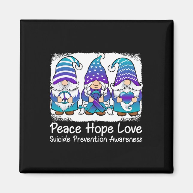 Suicide Prevention Support Gnomes With Ribbon Teal Magnet (Front)