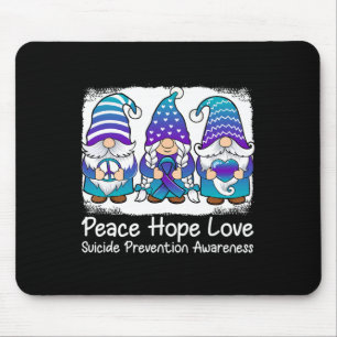 Suicide Prevention Support gnomes with ribbon Teal Mouse Pad