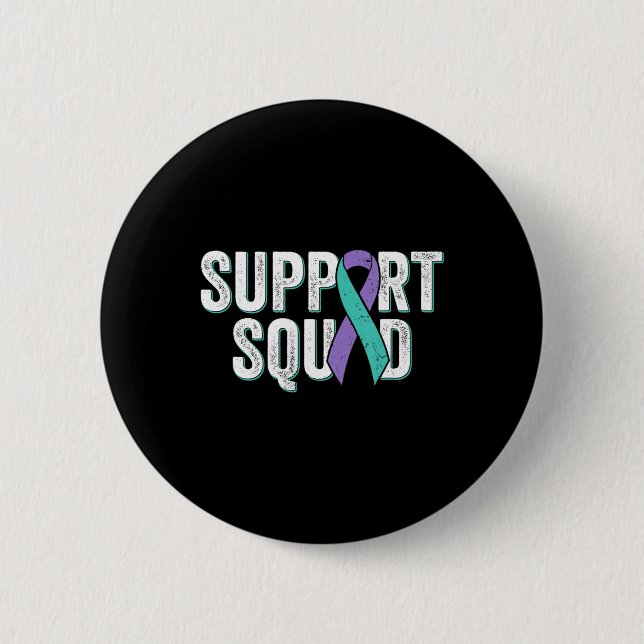 Suicide Prevention Support Squad - Teal Purple Awa 6 Cm Round Badge (Front)