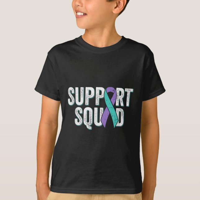 Suicide Prevention Support Squad - Teal Purple Awa T-Shirt (Front)