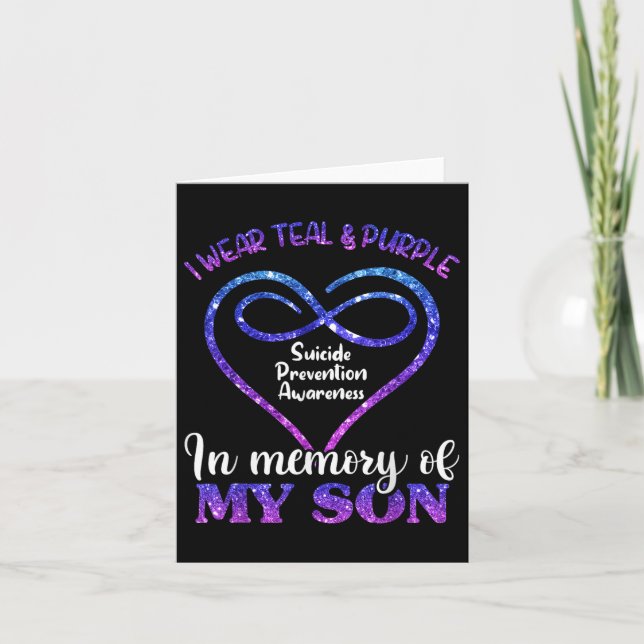 Suicide Prevention Teal &amp; Purple In Memory Of  Card (Front)