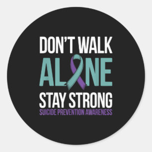 Suicide Prevention Teal Purple Ribbon Suprt Classic Round Sticker