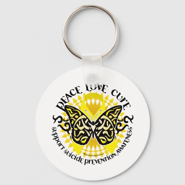 Suicide Prevention Tribal Butterfly Key Ring (Front)