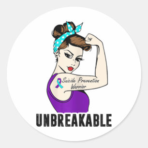 Suicide Prevention Warrior Unbreakable Perfect Str Classic Round Sticker