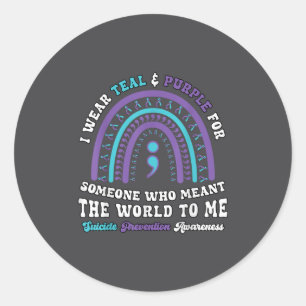 Suicide Prevention Wear Teal Purple Mental Health  Classic Round Sticker