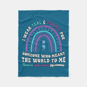 Suicide Prevention Wear Teal Purple Mental Health  Fleece Blanket