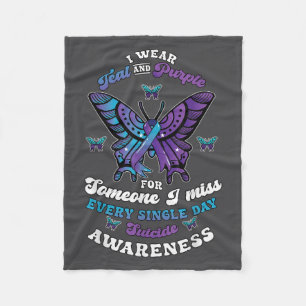 Suicide Prevention Wear Teal Purple Someone I Miss Fleece Blanket