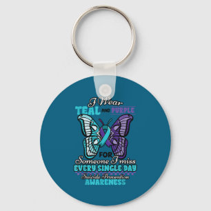 Suicide Prevention Wear Teal Purple Someone I Miss Key Ring