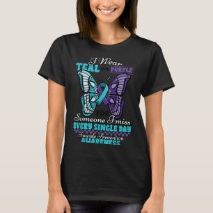 Suicide Prevention Wear Teal Purple Someone I Miss T-Shirt