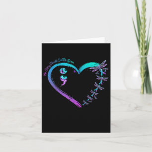 Suicide Prevention Week Dragonfly Heart Ribbon Sem Card