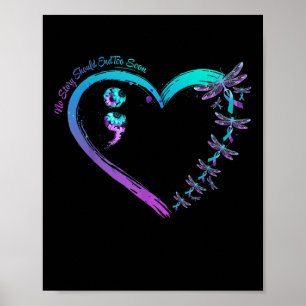 Suicide Prevention Week Dragonfly Heart Ribbon Sem Poster