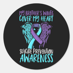 Suicide Prevention Wings And Ribbon Suicide Awaren Classic Round Sticker
