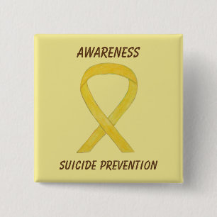 Suicide Prevention Yellow Awareness Ribbon Pins