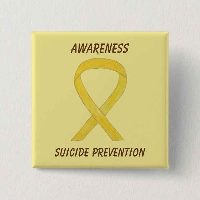 Suicide Prevention Yellow Awareness Ribbon Pins (Front)