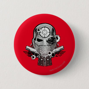Suicide Squad Deadshot Mask & Guns Tattoo Art 6 Cm Round Badge