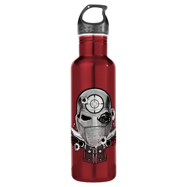 Suicide Squad | Deadshot Mask & Guns Tattoo Art 710 Ml Water Bottle (Front)