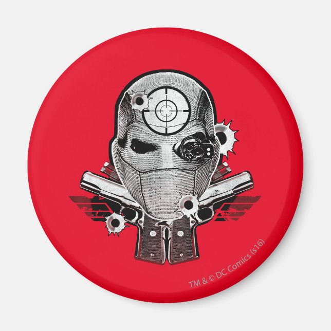 Suicide Squad | Deadshot Mask & Guns Tattoo Art Magnet (Front)