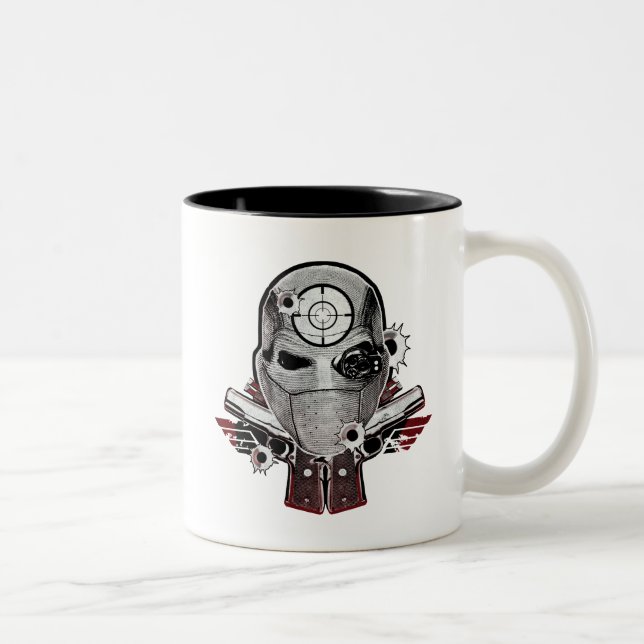 Suicide Squad | Deadshot Mask & Guns Tattoo Art Two-Tone Coffee Mug (Right)